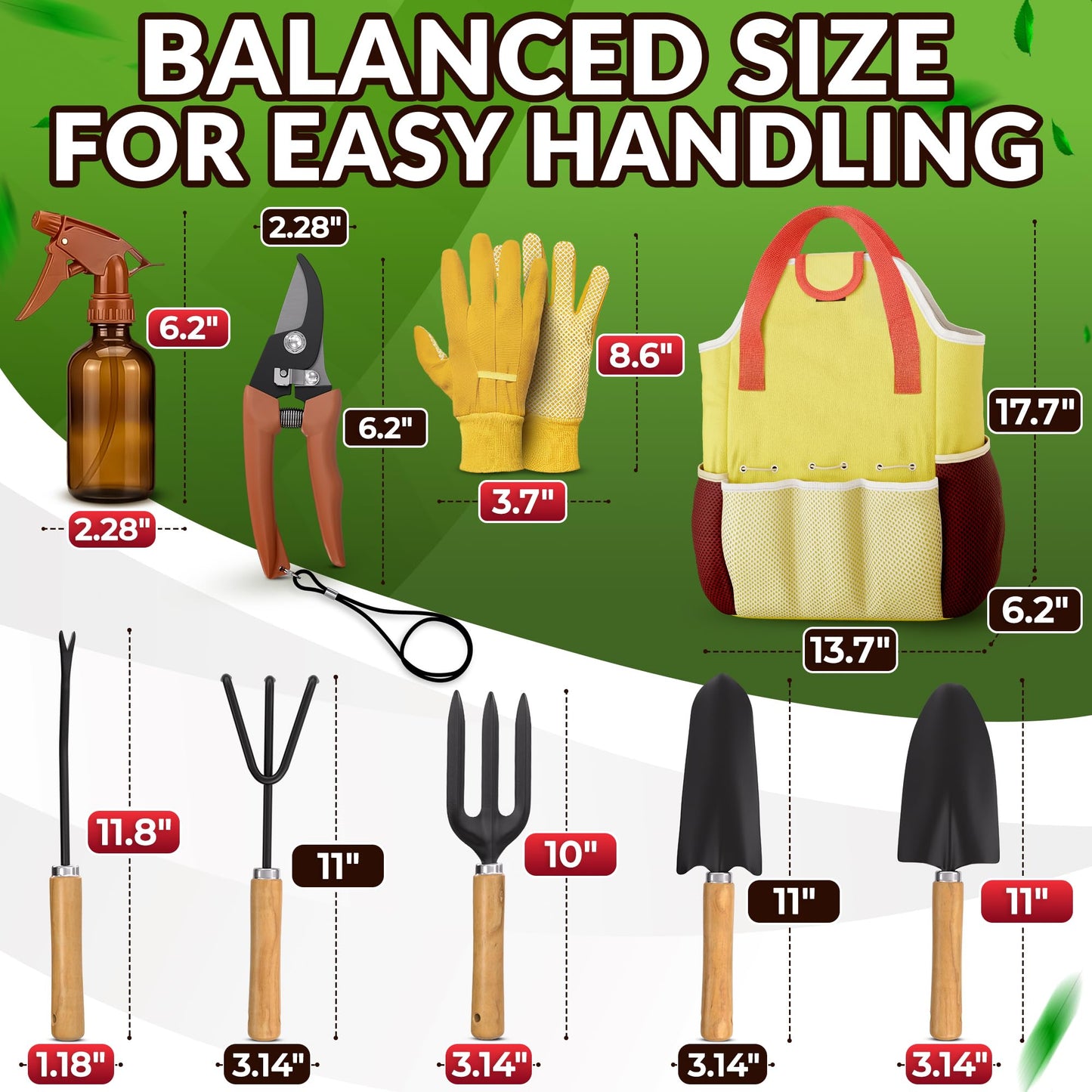 10 Pcs Gardening Tool Set for Women – All-in-One Garden Tools Set with Handy Tote Bag, Ergonomic Design & Rust-Resistant Steel – Gardening Tools for Women for Easy Garden Care & Gifts for Plant Lovers