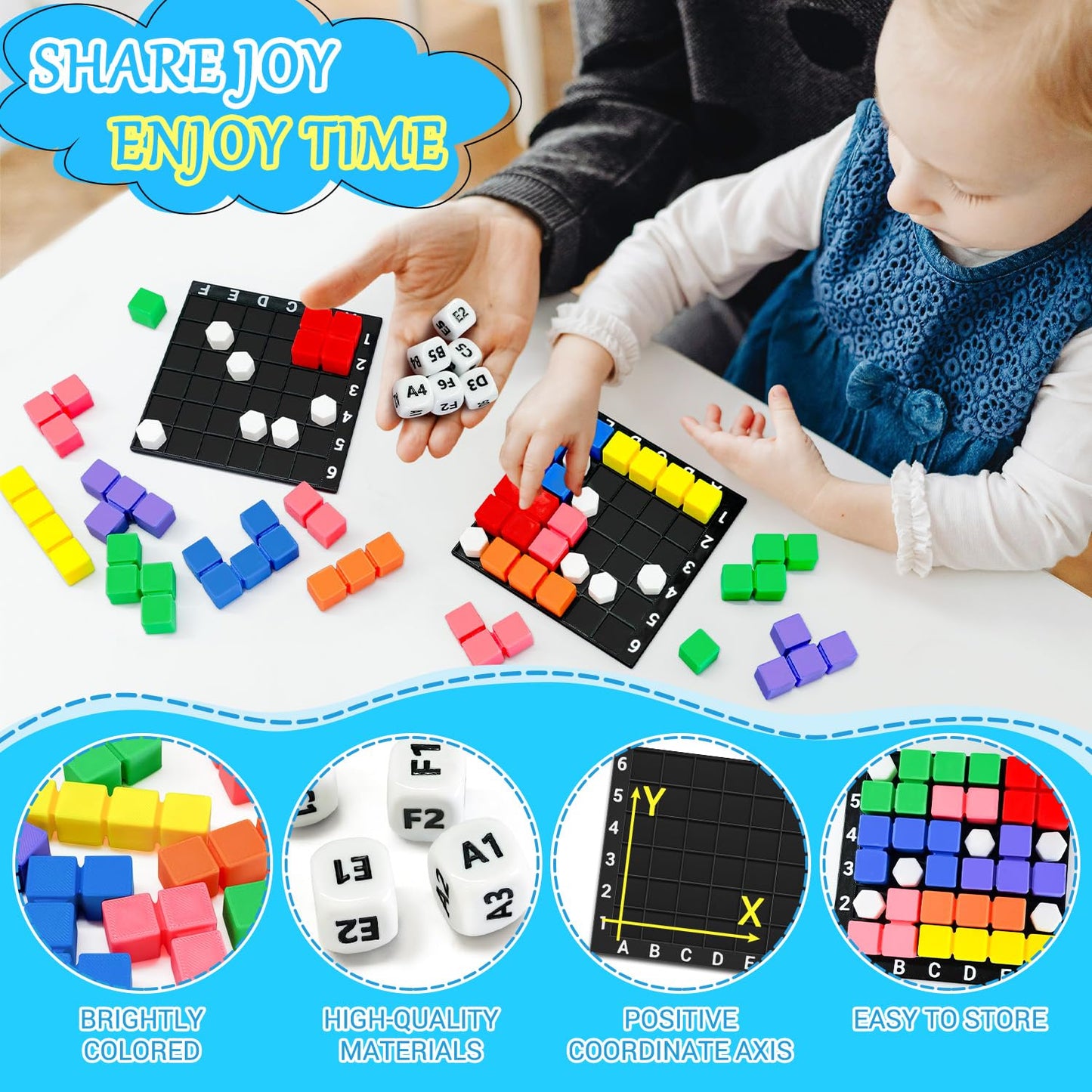 STEM Puzzle Game The Brain Square with 160000+ Solutions Pattern Matching Blocks Brain Teaser Toy Roll Dice & Race Your Opponent to Fill Grid Travel Game for Kids & Teens Back to School Birthday Gift