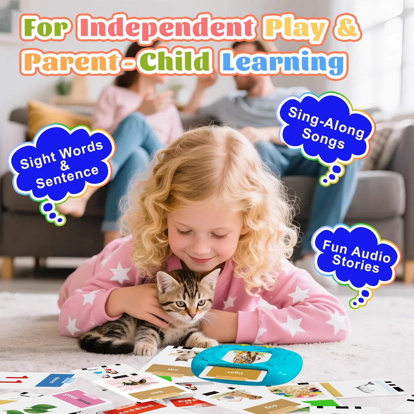 HOMESTEC Toddler Talking Flash Cards with 216 Double Sided Cards for Speech Therapy Learning for Ages 3 to 6 Featuring 24 Themes Short Sentences Real Sounds and Stories Birthday Gifts for Kids