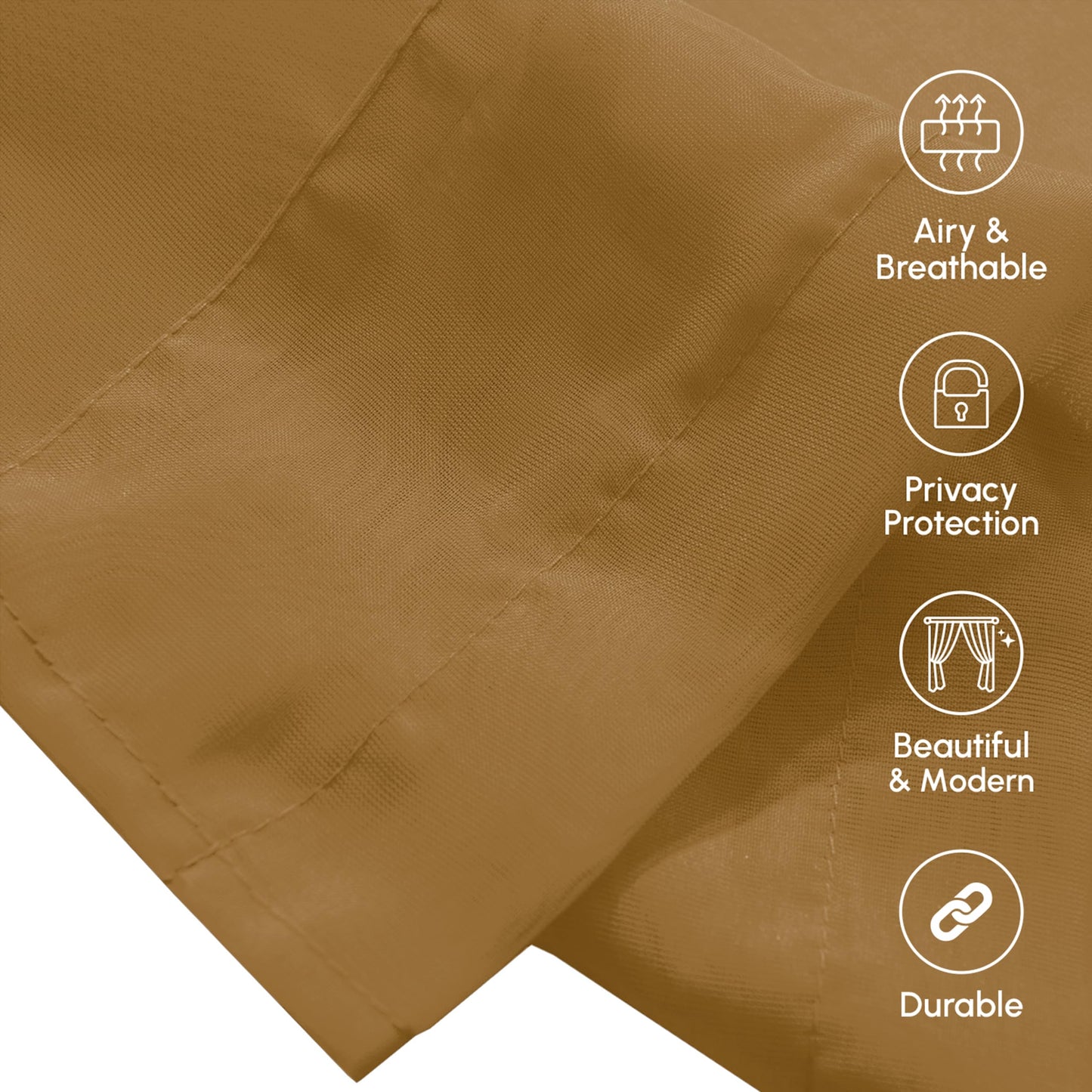 Elegant Comfort Luxury 55" Width x 216" Length 1 Panel Solid Curtain Sheer Voile Scarf for Ceremony Backdrop, Wedding Arch, Kids Bedroom, Decorative Swag, 1 Piece, Tan