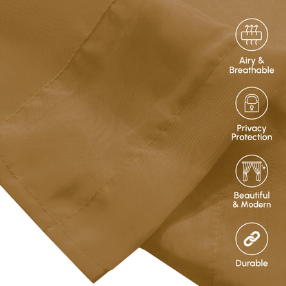 Elegant Comfort Luxury 55" Width x 216" Length 1 Panel Solid Curtain Sheer Voile Scarf for Ceremony Backdrop, Wedding Arch, Kids Bedroom, Decorative Swag, 1 Piece, Tan
