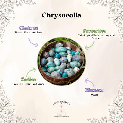Down To Earth Chrysocolla Natural Gemstone Bracelets, Chakra Crystal Healing Chip Stretch Bracelets, Gemstone Polished Irregular Crystals, Crystal Irregular Chips Beads Stretch Bracelets (Chrysocolla)