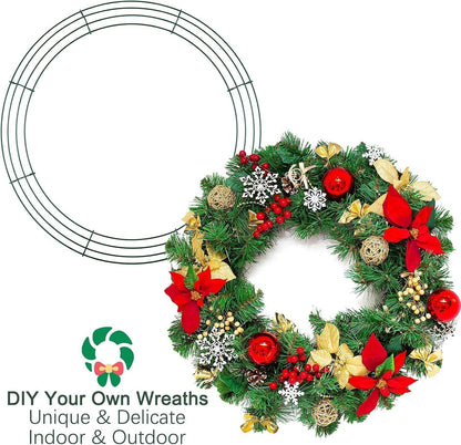 Aodaer 12 Pack 10 Inch Wire Wreath Frame Christmas Dark Green Wire Wreath Ring Round Metal DIY Floral Crafts Wreaths for Halloween New Year Holiday Valentines Day Decorations