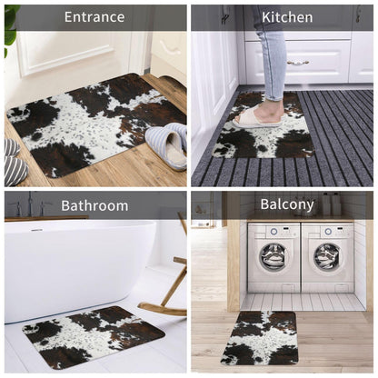 Western Cowhide Cow Print Bath Mats 15.7x23.6 Inch for Bathroom, Soft Absorbent Cow Bath Rug Non-Slip Floor Rug Carpets for Kitchen Bathroom Laundry Bedroom Living Room Decoration