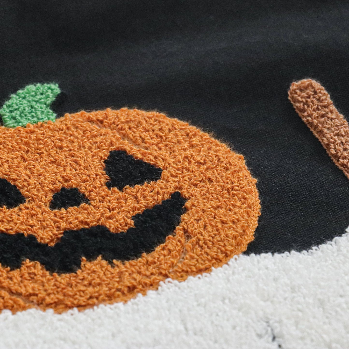 Jonhier Halloween Black Throw Pillow Cover, Embroidered Pumpkin Ghost Decorative Cushion Case for Sofa Bed Patio, Textured Pillowcase Thanksgiving Fall Decor Indoor Outdoor (Pumpkin Man, 18” x 18”)
