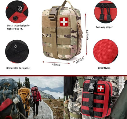 293Pcs/set - First Aid Kit Molle Pouches Emergency Survival Kit Suitable for Outdoor Activities, Home, School, Hiking, Car Travel and Camping - Quick Response First Aid Essentials (CP)