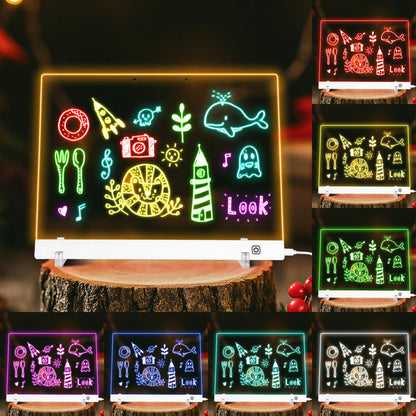 LuxuMach LumiBoard Led Drawing Board for Kids, LED Note Board with Colors, Glowing Acrylic Dry Erase Boards, Gift for Girls on Birthdays & Christmas (15.7" x 11.8", White)