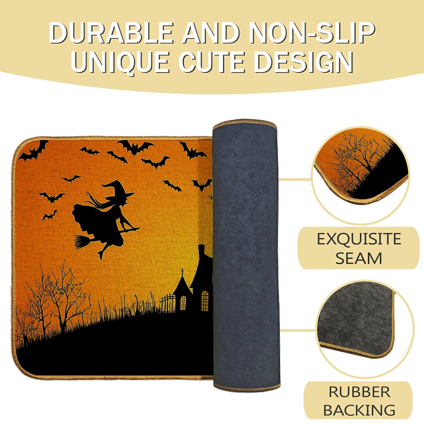 SHGAIL Halloween Welcome Door Mat, Non-Slip Front Doormat for Indoor, Low Profile Entrance Rug 30x17 Inch, Summer Home Gift