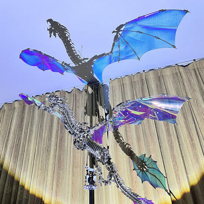 3D Metal Puzzle for Adults - Bloodthirsty Aurora Dragon Model Kit, 3000+ Pieces, 126cm Long - Mechanical DIY Assembly for Collectors