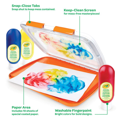 Crayola Mess Free Finger Painting Station – Washable Finger Paint for Toddlers, Spring Arts & Crafts Set, Sensory Activity, Travel Toy, Ages 1+