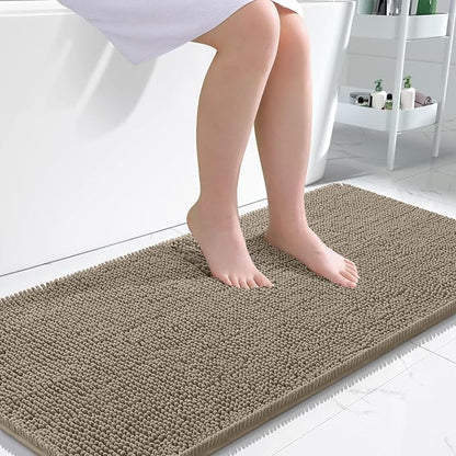 OLANLY Large Bathroom Rugs 50x30, Extra Soft Absorbent Chenille Bath Rugs, Rubber Backing Quick Dry, Machine Washable Bath Mats for Bathroom Floor, Tub and Shower, Home Decor Accessories, Warm Taupe