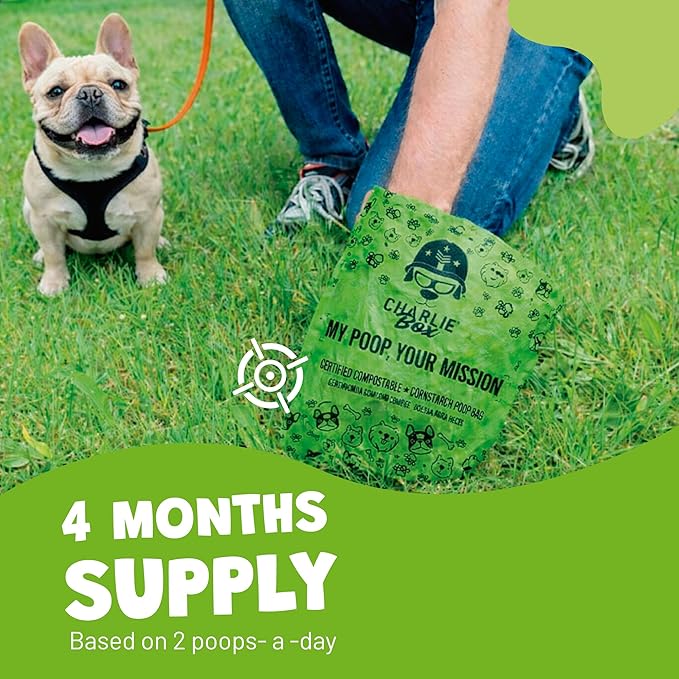 Certified Compostable Dog Poop Bags – ASTM D6400 Plant-Based Cornstarch Biodegradable Pet Waste Bags, Extra Thick Leak-Proof, Fits Standard Dispensers (120)