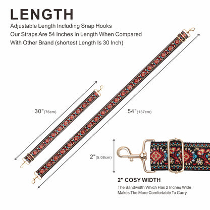 Nefelibata Purse Strap,2" Wide Shoulder Strap Adjustable Replacement,Multi-pattern Crossbody Canvas Bag Handbag Belts for Unisex Handbag,Crossbody Bags,Shoulder Bags(Red Flower)