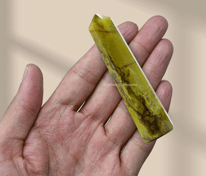 Amazing Gemstone Green Opal Crystal Towers - Natural Healing Crystal Point Obelisk for Reiki Healing and Crystal Grid (3 Inch)
