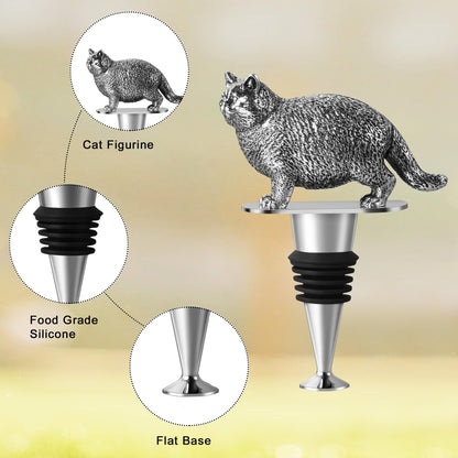 Cat Wine Bottle Stopper, Cat Gifts for Cat Lovers, Birthday Christmas Gifts for Women Men, Cat Lovers with Gift Box