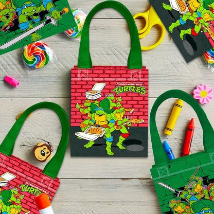 Teenage Mutant Ninja Turtles Party Favor Bags Set – 12 of 8" Pack TMNT Party Goodie Bags for Kids Bulk Reusable | TMNT Birthday Party Supplies