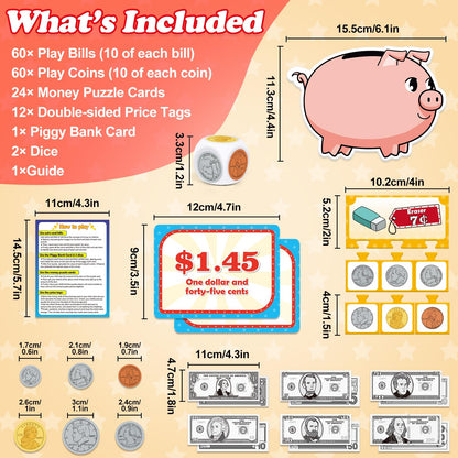 Kasfalci 140 PCS Money for Kids for Learning, Math Manipulatives, Learning & Education Toys for Classroom, Pretend Play, Math Games for Toddler, Teacher and Homeschool Supplies