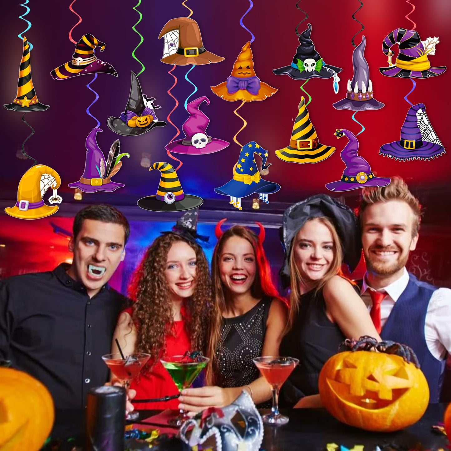 Halloween Witch Hat Hanging Swirls Witch Theme Party Decorations 20PCS Witch Hats Hanging Streamers Halloween Wizard Hat Decor for Spooky Scary Birthday Baby Shower Supplies