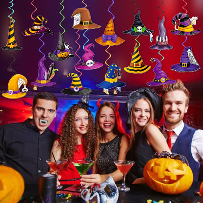 Halloween Witch Hat Hanging Swirls Witch Theme Party Decorations 20PCS Witch Hats Hanging Streamers Halloween Wizard Hat Decor for Spooky Scary Birthday Baby Shower Supplies