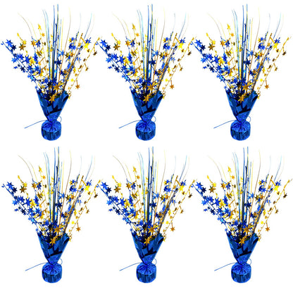 YinNorth 6 Pack Metallic Foil Spray Table Centerpiece Decoration Star Brust Glitter Table Topper Decor for Birthday Graduation Holiday Christmas New Year's Eve Celebration Party Supplies Gold and Blue