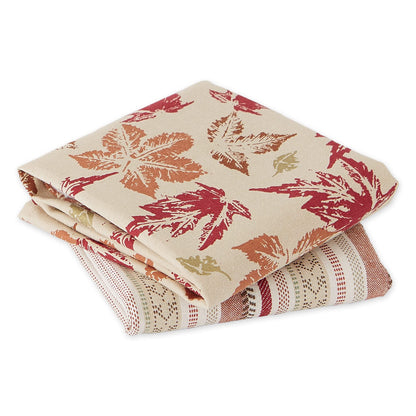 DII Autumn Basics Collection Decorative Thanksgiving & Fall Kitchen, Dish Towel Set, 18x28, Rustic Leaves, 2 Piece