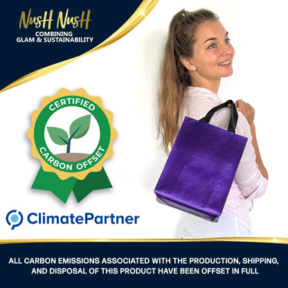 Nush Nush Shiny Purple Gift Bags Bulk, Set of 30 - Reusable Medium Gift Bags with Handles - Purple Goodie Bag Perfect for Halloween, Holidays, Birthday Party Favor, Small Business, Events - 8Wx4Dx10H
