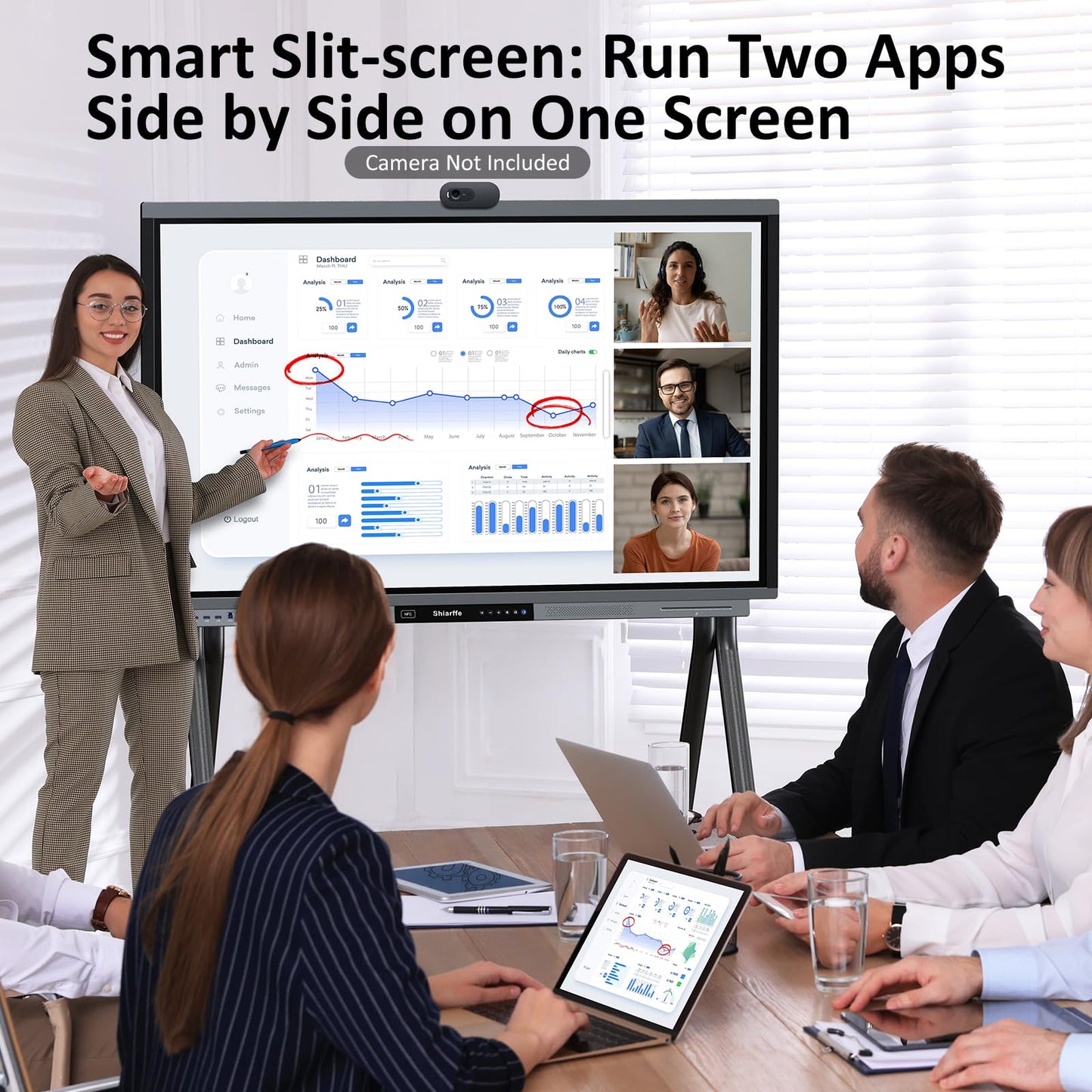 Shiarffe R9 Smart Board 55 Inch 4K Interactive Whiteboard
