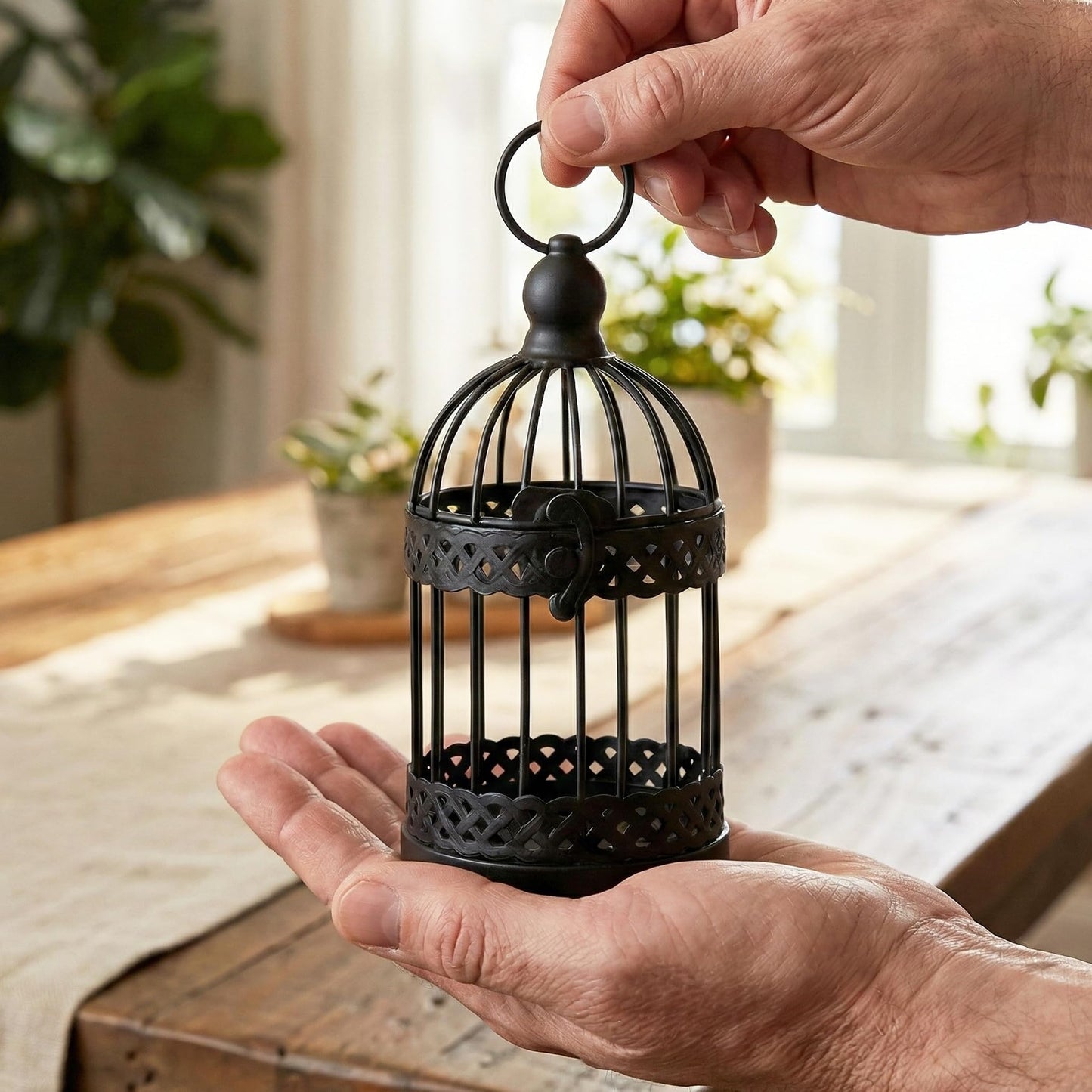 Vela Lanterns Bird Cage Decorative Candle Holders, Black, Small, 4-Pack