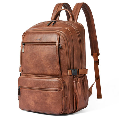 Shrrie 17 Inch Laptop Leather Backpack Work Laptop Backpack Purse for Women Mens Travel Back Pack Large Capacity for Business College Women Convertible Tote Brown Backpack Computer Purse