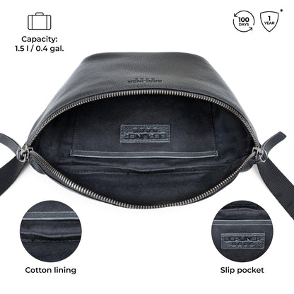 Berliner Bags Premium Genuine Leather Fanny Pack Noah, Belt Bag, Crossbody Sling Bag for Men and Women, Gift for Dad - Black