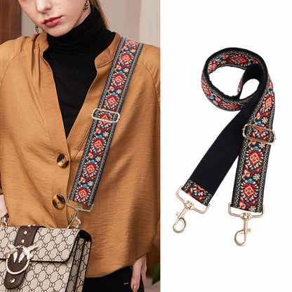 Nefelibata Purse Strap,2" Wide Shoulder Strap Adjustable Replacement,Multi-pattern Crossbody Canvas Bag Handbag Belts for Unisex Handbag,Crossbody Bags,Shoulder Bags(Red Flower)