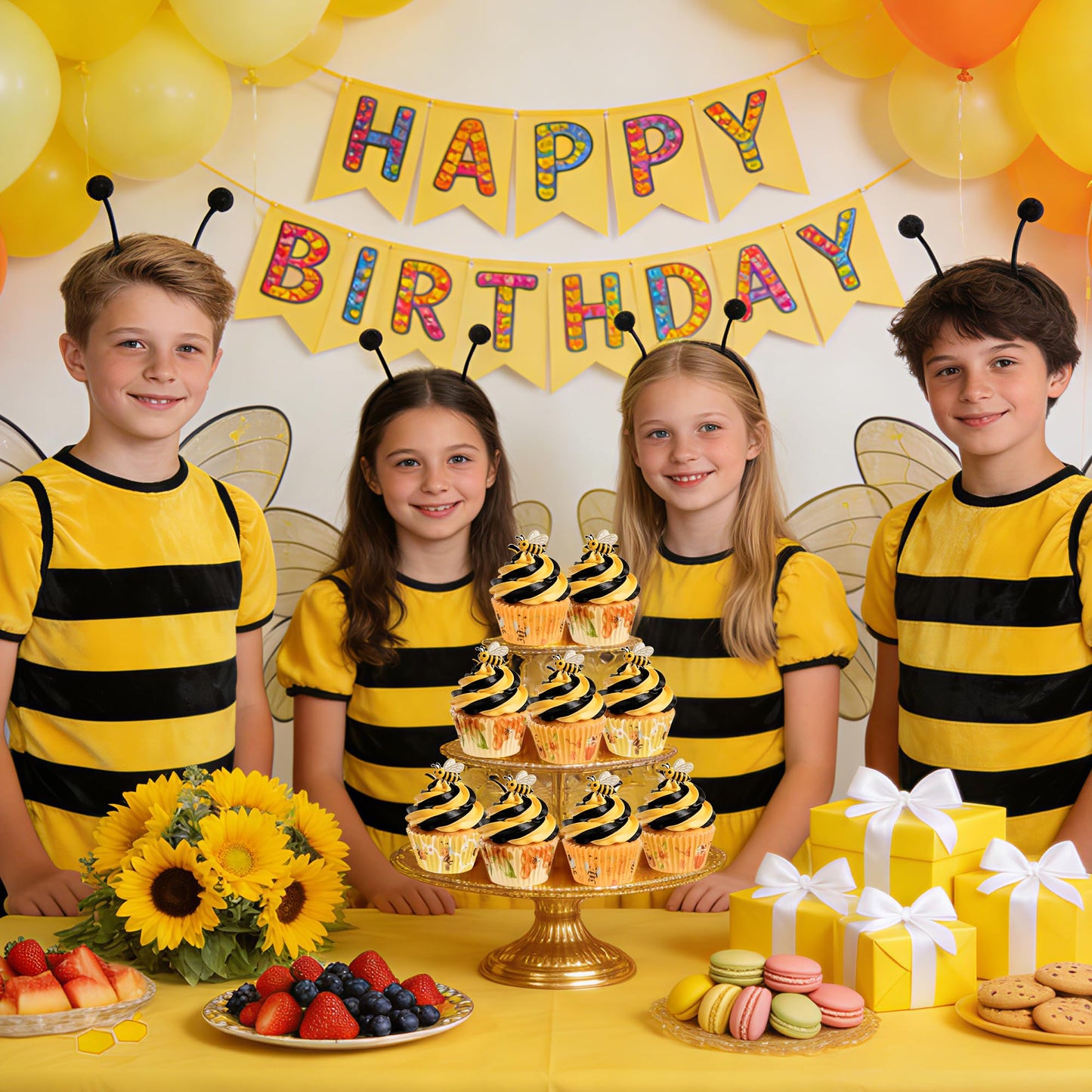 Glavatrix Bee Cupcake Liners, 200PCS Honey Bee Paper Baking Cups Yellow Muffin Cupcake Wrappers for Happy Bee Day Baby Shower Gender Reveal Spring Summer Garden Birthday Party Cake Dessert Decorations