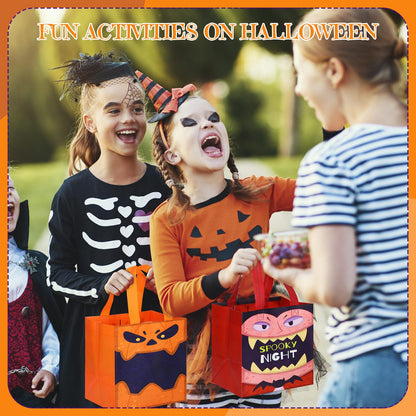 Chapou 90 Pcs Halloween Tote Bags Bulk Treat Gift Candy Goodie Bags with Handles Multifunctional Non Woven for Halloween Party Give Away