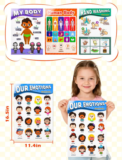 Learn2M Pretend Play Teacher Sets for Kids, Role Pretend Play Kids School Toys with Whiteboard, Teacher Bag, Magnetic Puzzles, Clock, Posters and Teacher Supplies Classroom Learning Set