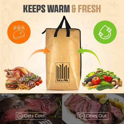 WinzMil BBQ Blanket for Resting Meat – Insulated Reusable Smoker Bag with Wide Mouth, Foldable Design & Handles Heavy-Duty – Perfect for Brisket, Pork, Turkey, Beef, Steak, Picnics & Camping (21in)