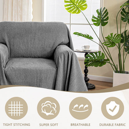 MYSKY HOME Chair Covers Armchair Couch Covers for Dogs Washable Sofa Covers, Non Slip Soft Recliner Cover Pet Chair Cover Sofa Slipcover Furniture Protector with Tassel Throws, 71"x91", Dark Grey