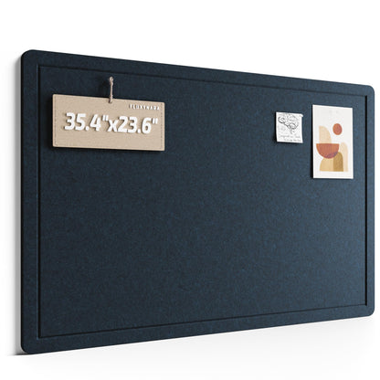 Fluxynara Bulletin Board,35.4" x 23.6" Cork Board Alternative with 12 Safe Removable Adhesive Tabs, Foldable Felt Pin Board for Home Office, Classroom, Bedroom,Entryway for Walls—Carbon Blue