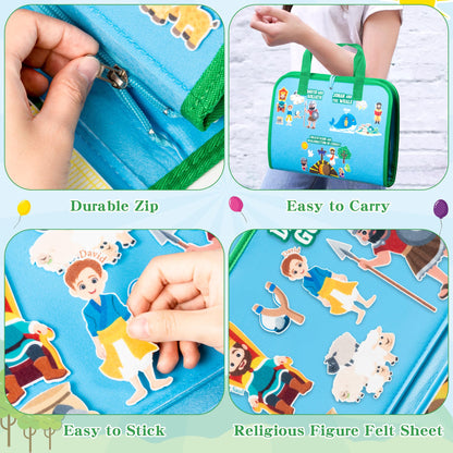 WATINC Bible Felt Board Stories Set - 6 Pack Christian Flannel Board for Kids, Portable Precut Figures Storytelling Learning Kit for Sunday School Toddlers Church Activities (Religious)