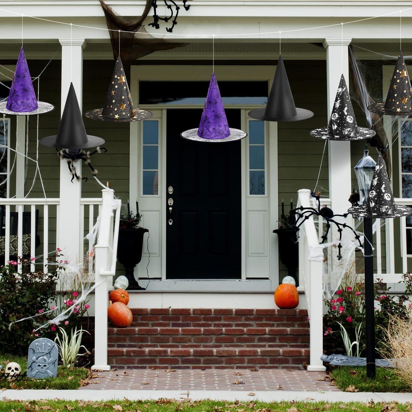 Jerify 18 Pieces Halloween Witch Hat 4 Different Designs Halloween' Party Wizard Hats Costumes Accessories Witch Party Costumes Decorations