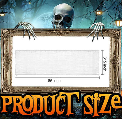 Watayo 315 x 85 Inch Halloween Creepy Cloth, White Halloween Scary Spooky Cloth, Windows Doorways Cover Gauze for Holiday Party Haunted House Decorations