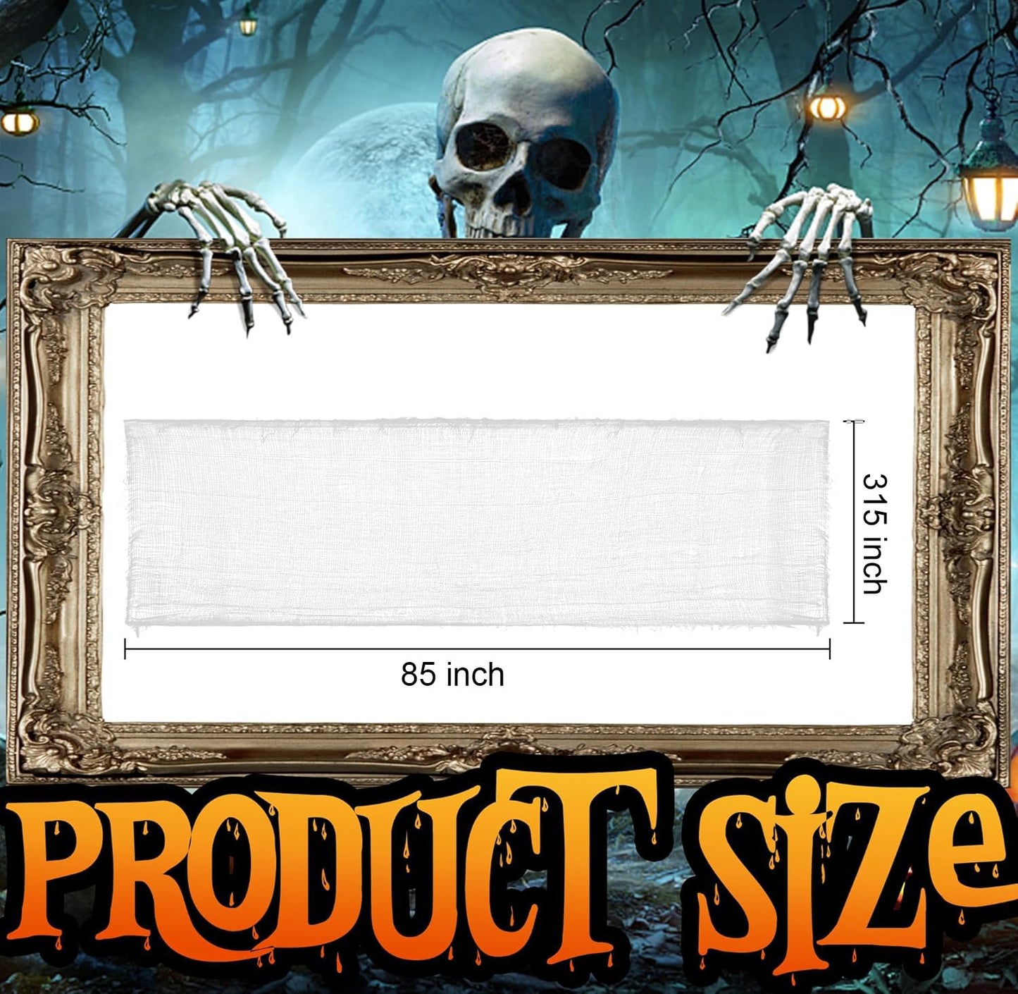 Watayo 315 x 85 Inch Halloween Creepy Cloth, White Halloween Scary Spooky Cloth, Windows Doorways Cover Gauze for Holiday Party Haunted House Decorations
