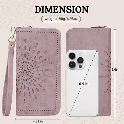 APHISON Wallet Women Large Capacity Clutch Purse For Ladies Card Holder RFID Wristlet Phone Zipper Coin Travel Pocket