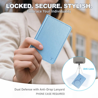 TUCCH for Magsafe Wallet with 6 Card Holders, RFID Blocking Clear ID Window PU Leather Men Women Folio Magnetic Phone Wallet for iPhone 17/16/15/14/13/12/Plus/Air/Pro/Pro Max Series, Pearly Light Blue