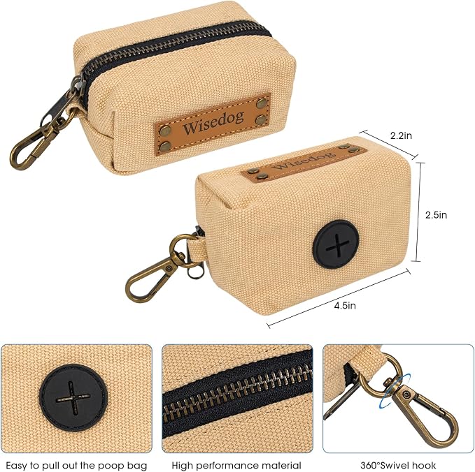 Wisedog Waterproof Dog Collar and Leash Set, M, Sand Color | Adjustable Puppy Collar, Cute Tag, 5FT Leash, Includes Poop Bag, For Small Medium Large Dogs