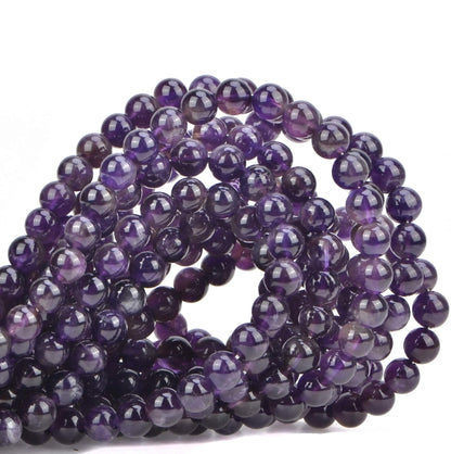 100Pcs Natural Crystal Beads Stone Gemstone Round Loose Energy Healing Beads with Free Crystal Stretch Cord for Jewelry Making (Amethyst, 8MM)