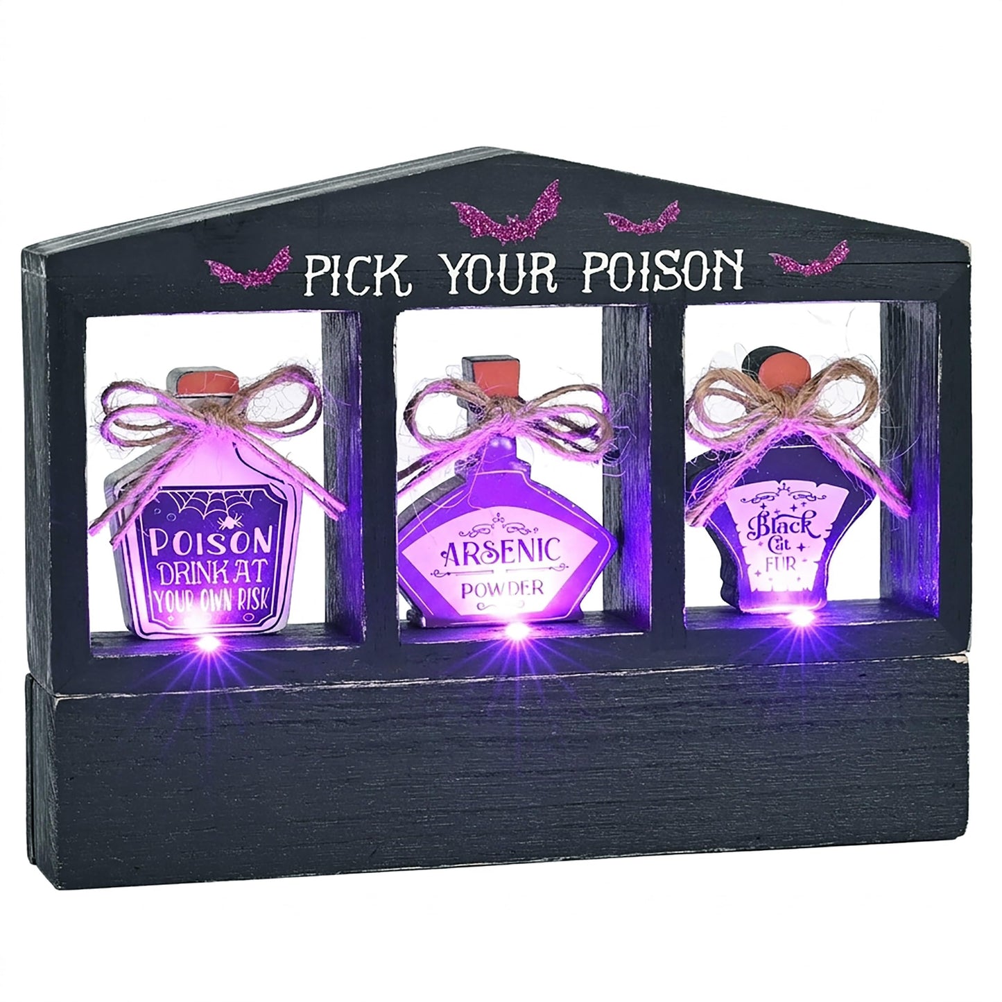 Valery Madelyn Halloween Decorations Indoor with Purple LED Lights, Lighted Spooky Halloween Decor Pick Your Poison Tabletop Sign, Witch Decorations for Home Party Office, 8 Inch