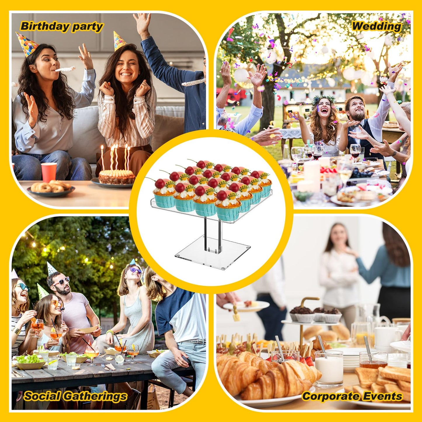 Ripeng 5 Tiered Dessert Table Display Set Buffet Riser Clear Acrylic Dessert Cupcake Stand Riser Bulk 5 Size Party Stand Food Treat Cookie Platter Pastry Serving Tray(8, 8.5, 9, 9.5, 10 Inch)