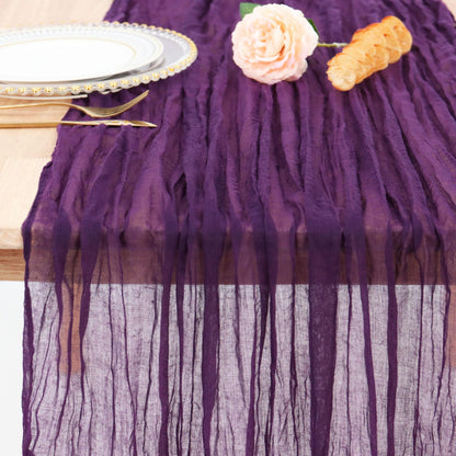 PATYDEST Purple Cheesecloth Table Runner 2 Pack 10FT Rustic Gauze Fabric Table Runners for Weddings Plum Cheese Cloth Table Runner Halloween Sheer Runner for Table Baby Shower Birthday Holiday Decor
