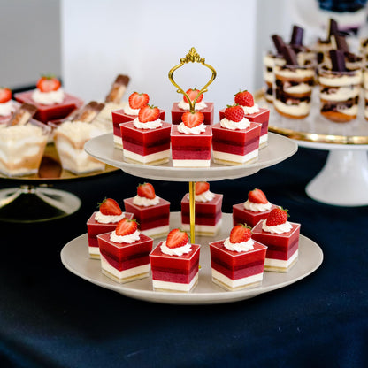 Lucky Will Beige Tiered Dessert Serving Tray for Kid's Party Supplies Favors 3 Tier Cupcake Cake Stand for Birthday Tea Afternoon Halloween Christmas Candy Bar