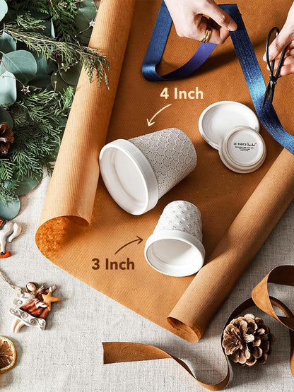 LE TAUCI Ceramic Succulent Pots, 4 Inch Small Plant Pot for Indoor Plant Cactus, Embossed Flower Pots with Drainage Hole & Saucer - Set of 4, Arctic White